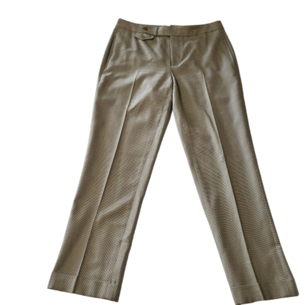 Ralph Lauren Black Label Wool Cashmere Houndstooth Cuffed Pants Womens Size 6